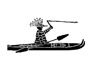 hunting otter with a spear thrower